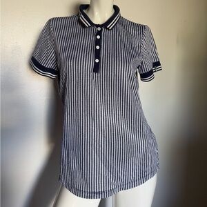 Kjus Navy Striped Polo Shirt for Women Size 40/L